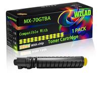 WZLAD MX-70GTBA MX-70GTCA MX-70GTMA MX-70GTYA Compatible for Sharp Toner Cartridge with Chip MX-5500N MX-6200N Printers (1 Pack Yellow)