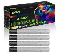WZLAD TN321 Compatible for Konica Minolta Toner Cartridge with Chip Bizhub C224 Bizhub C284 Bizhub Printer (4 Pack Black)