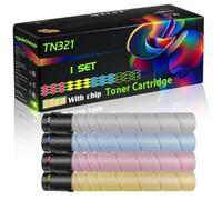 WZLAD TN321 Compatible for Konica Minolta Toner Cartridge with Chip Bizhub C224 Bizhub C284 Bizhub Printer (4-Pack BK/C/M/Y)