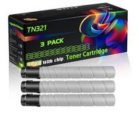 WZLAD TN321 Compatible for Konica Minolta Toner Cartridge with Chip Bizhub C224 Bizhub C284 Bizhub Printer (3 Pack Black)