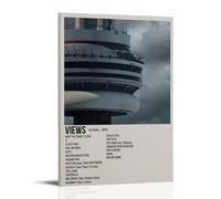 WZLLHA Aubrey Drake Graham ViewsArt Canvas Vintage Print Posters for Room Modern Bedroom Decor Aesthetic Bar Cart Wall DecorFrame-style24x36inch(60x90cm)