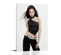 WZLLHA Jennie BlackpinkArt Canvas Vintage Print Posters for Room Modern Bedroom Decor Aesthetic Bar Cart Wall DecorFrame-style16x24inch(40x60cm)