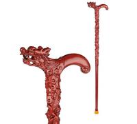 Wzmazingly Handmade Wooden Walking Cane Solid Wood Carving Walking Stick Ergonomi Dragon-shaped Handle Lightweight Non-slip Mobility Aid For Seniors(96cm)