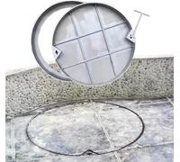 Wzmazingly Round Stainless Steel Manhole Cover And Frame 32 30 28 26 24 22 20 18 16 14 12 Inch, Reinforced Invisible Septic Tank Cover With Lift Hook, Embedded Access Lid(Dia 30cm/12in)