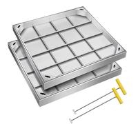 Wzmazingly Square Manhole Cover - Pack Of 2, Recessed Septic Tank Lid With 304 Stainless Steel Frame, Heavy Duty Metal Inspection Chamber Cover For Yard, Driveway(45x45cm/18x18in)