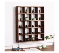 Wzmazingly Wooden Coffee Mug Rack 40 32 25 16 12 9 Grid Rustic Shot Glass Display Case Wall Mounted Shelves for Teacups, Collectibles, and Spice Jars(30 Grid)