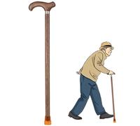 Wzmazingly Wooden Walking Cane for Elderly, Light Natural Solid Wood Walking Stick, Comfortable Grip, with Four-Pronged Base and Rubber Tips(95cm/37in)