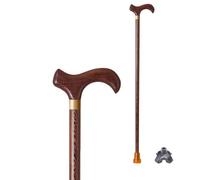 Wzmazingly Wooden Walking Cane with Small Four-legged Base and Rubber Tips, Lightweight and Strong, Non-Slip Walking Sticks Supportive Mobility Aid for Seniors(Brown#2,80cm/31.5in)