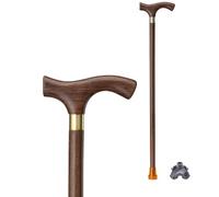 Wzmazingly Wooden Walking Cane with Small Four-legged Base and Rubber Tips, Lightweight and Strong, Non-Slip Walking Sticks Supportive Mobility Aid for Seniors(Brown#1,80cm/31.5in)