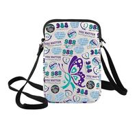 WZMPA 988 Crossbody Bag Mental Health Gift Suicide Prevention Adjustable Strap Bag Teal Purple Ribbon Merchandise (988 CB)