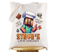 WZMPA Adventure Movies Tote Bag Video Game Character Gift Comedy Reusable Grocery Bag Movie Lover Merchandise (steve's lava chicken TG)