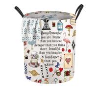 WZMPA Alice Movie Foldable Laundry Basket Alice Fairy Tale Fans Gift Alice Wonderland Theme You Are Braver Stronger Smarter Than You Think Storage With Handles (Always Eat Me LB)