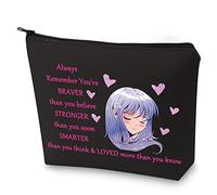 WZMPA Amine Girl Cosmetic Bag Anime Fans Gift You Are Braver Stronger Smarter Than You Think Japan Anime Makeup Zipper Pouch Bag For Women Teen Girls, Always Amine BL, Fit