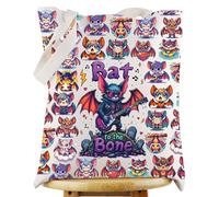 WZMPA Bat Tote Bag Bat Lover Gift Cartoon Bats Reusable Grocery Bag Guitar Bat Merchandise (Bat to the -T)