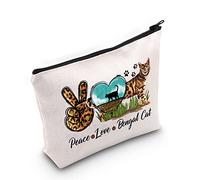 WZMPA Bengal Cat Makeup Bag Bengal Cat Mom Gifts Peace Love Bengal Cat Zipper Pouch Bag For Bengal Cat Lovers, Peace Bengal Cat, Fit