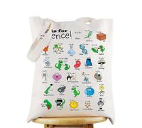 WZMPA Biology Alphabet Tote Bag Biologist Appreciation Gift Biological Sciences Canvas Handbag Biotechnology Merch, S is for Science Tg, L