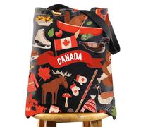 WZMPA Canada Trip Canvas Tote Bag Canada Travel Gift Canada Vacation Reusable Shoulder Bag For Canada Tourist Traveler, Canada Bl Tg
