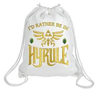 WZMPA Cartoon Game Drawstring Backpack Game Fans Gift I'd Rather Be In Hyrule Drawstring Travel Bag For Friend Family, Be in Hyrule