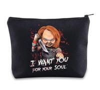 WZMPA Chucky Cosmetic Makeup Bag Chucky Fans Gifts I Want You for My Soul Chucky Zipper Travel Bags Chucky Merch (I Want You Soul Bl)