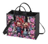 WZMPA Chucky Tote Bag Chucky Bride Fans Gift Horror Chucky Reusable Grocery Bag Chucky Merchandise (Killer Doll Bl BG)