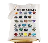WZMPA Crystal Stones Tote Bag Crystal Lover Gift Types Of Stones Reusable Grocery Bag Crystals Gemstone Merch (Types Of Stones TG)