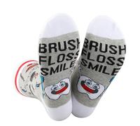 WZMPA Dentist Socks Dental Hygienist Gift Brush Floss Smile Socks Dentistry Merchandise (UK, Alpha, One Size, 1, Brush Floss Smile U)