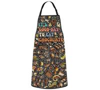WZMPA Dessert Chocolate Apron Chocoholic Lover Gift It's A Good Day To Eat Chocolate Dessert Kitchen Apron Chocolate Merch, Eat Chocolate Ap