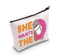 WZMPA Donuts and Coffee Cosmetic Makeup Bag Donuts Lover Gift She Wants The Donuts Makeup Zipper Pouch Bag For Friend Family, She Wants The