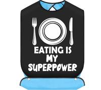 WZMPA Eatting Is My Superpower Adult Bibs With Crumb Catcher Funny Statement Bib Gift Adjustable Dining Feeding Eating Clothing Protectors For Adults Elderly Men Women