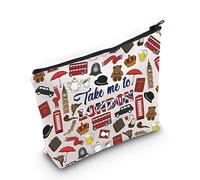 WZMPA England London Travel Makeup Bag Gift Zipper Pouch British Theme Merchandise Take Me To London Fit