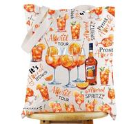 WZMPA Funny Cocktail Tote Bag Italian Aperitif Gift Cocktail Lover Reusable Grocery Bag Sparkling Wine Merchandise (it's o'clock-T)