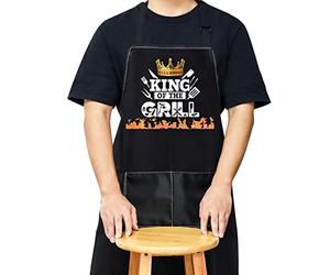 WZMPA Funny Grilling Lovers Apron Adjustable BBQ Apron With Pocket King Of The Grill Apron For Men Cooking Dad Husband, Grill King Apron, Medium
