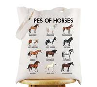 WZMPA Funny Horses Tote Bag Horse Lover Gift Types Of Horses Travel Shoulder Bag Horse Beads Merch (Types Of Horses TG)