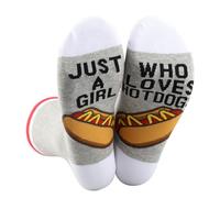 WZMPA Funny Hot Dogs Socks Hot Dogs Lover Gift Just A Girl Who Loves Hot Dogs Socks Hot Dogs Lover Merch (UK, Alpha, One Size, 1, Loves Hotdogs U)