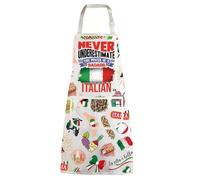 WZMPA Funny Italy flag Kitchen Apron Italian Pride Gift Kiss Me I'm Italian Adjustable Apron With Pockets For Cooking, Never Italian Ap, Medium