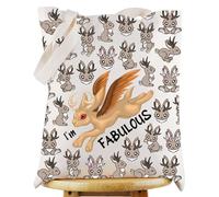 WZMPA Funny Jackalope Tote Bag Mythical Rabbit Gift Cryptozoologist Reusable Grocery Bag Jackalope Lover Merchandise (I'm fabulous TG)