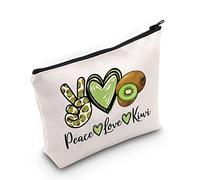 WZMPA Funny Kiwi Cosmetic Makeup Bag Kiwi Lover Gift Peace Love Kiwi Makeup Zipper Pouch Bag Fruit Lover Gift, Peace Kiwi
