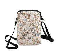 WZMPA Funny Knitting Crossbody Bag Yarn Storage Gift Bag For Knitting Stuff Crafters Shoulder Bag Crafting Knitting Merchandise (Knitting Stuff CB)