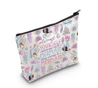 WZMPA Funny Mermaid Cosmetic Makeup Bag Mermaid Lover Gift Always Be Yourself Unless You Can Be A Mermaid Makeup Zipper Pouch Bag For Women Girls, Be A Mermaid F, Fit