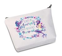 WZMPA Funny Princess Cosmetic Makeup Bag Always Be Yourself Unless You Can Be A Makeup Zipper Pouch Bag For Women Girls, Be A Mermaid, S, Fit