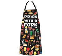 WZMPA Funny Tableware Baking Apron Grilling Master Gift Prick With A Fork BBQ Kitchen Apron Cooking Chef Gift, Prick Fork Ap