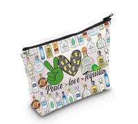WZMPA Funny Tequila Cosmetic Bag Tequila Drinker Gift Peace Love Tequila Makeup Zipper Pouch Bag For Women Girls, Peace Tequila F, Fit