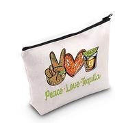 WZMPA Funny Tequila Cosmetic Bag Tequila Drinker Gift Peace Love Tequila Makeup Zipper Pouch Bag For Women Girls, Peace Tequila, Fit