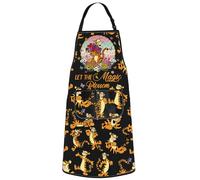 WZMPA Funny Tiger Kitchen Apron for Tiger Fans Gift Let The Magic Blossom Adjustable Apron with Pockets