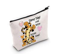 WZMPA Funny Tigger Cosmetic Makeup Bag Tiger Inspired Gift Some Days Look Better Upside Tigger Zipper Pouch Bag Tiger Merchandise, Some Days Tigger