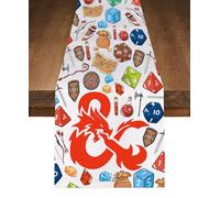 WZMPA Game Master Dining Table Runner Legends of Fantasy Gift Questers & Creatures Linen Table Runner Heroes & Realms Merch (Dragon & TR)