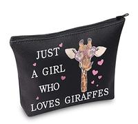 WZMPA Giraffe Themed Cosmetic Bag Giraffe Lover Gift Just A Girl Who Loves Giraffes Makeup Zipper Pouch Bag Animal Lover Gift, Who Loves Giraffes
