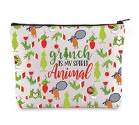 WZMPA Green Monster Cosmetic Makeup Bag Doctor Cat Fans Gifts Monster is My Spirit Animal Zipper Pouch Bag for Monster Fans (G-rinch Spirit)