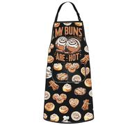 WZMPA Honey Buns Kitchen Apron Bread Lover Gift My Buns Are Hot Adjustable Apron With Pockets Buns Merchandise, My Buns Ap, Medium