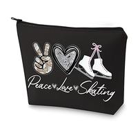 WZMPA Ice Skating Cosmetic Make Up Bag Figure Skating Inspired Gift Peace Love Skating Makeup Zipper Pouch Bag Skating Ice Merchandise, Peace Skating BL, Fit